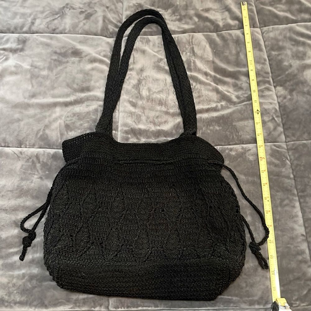 Vintage Crochet Black Boho style purse